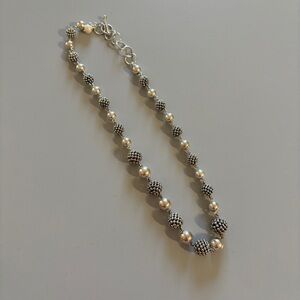 Michael Dawkins Starry Night 925 Sterling Silver Textured Beaded Necklace 2oz